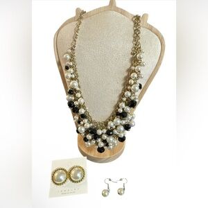 Relativity Gold and Black Pearl Necklace Set